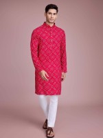 Rani Pink Rayon Readymade Kurta